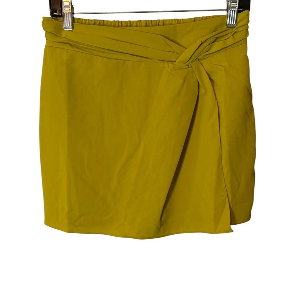Pink Lily Mustard Yellow Wrap Mini Skirt Tie Front Women’s Medium